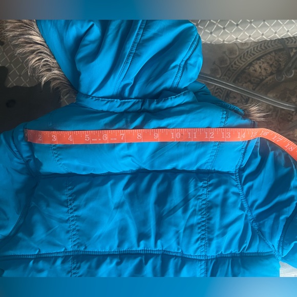 JUSTICE Vintage Puffer Coat Jacket w/detachable Faux Fur Hood Blue Sz 16 - Picture 13 of 15